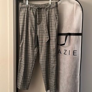 Gap high-waisted tie front plaid straight leg pant